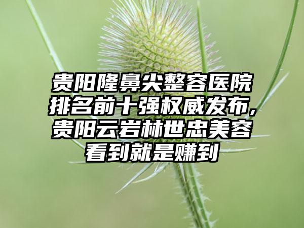 贵阳隆鼻尖整容医院排名前十强权威发布,贵阳云岩林世忠美容看到就是赚到