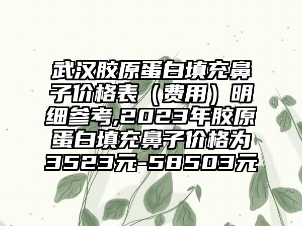 武汉胶原蛋白填充鼻子价格表（费用）明细参考,2023年胶原蛋白填充鼻子价格为3523元-58503元