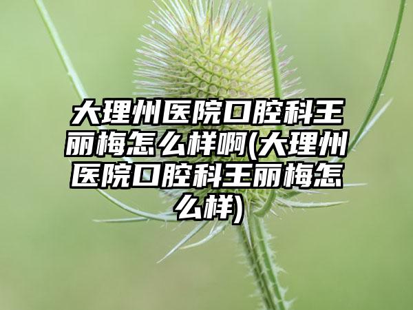 大理州医院口腔科王丽梅怎么样啊(大理州医院口腔科王丽梅怎么样)