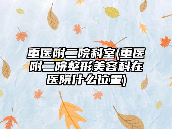 重医附二院科室(重医附二院整形美容科在医院什么位置)