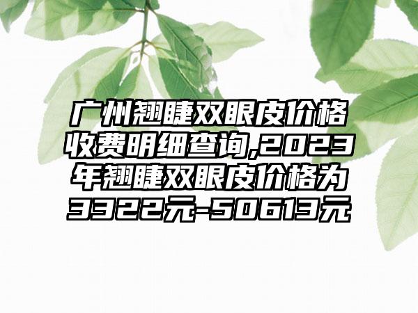 广州翘睫双眼皮价格收费明细查询,2023年翘睫双眼皮价格为3322元-50613元