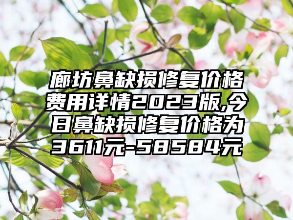 廊坊鼻缺损修复价格费用详情2023版,今日鼻缺损修复价格为3611元-58584元