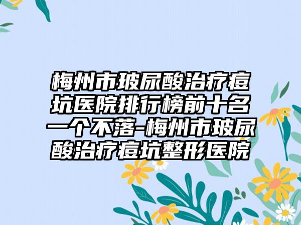 梅州市玻尿酸治疗痘坑医院排行榜前十名一个不落-梅州市玻尿酸治疗痘坑整形医院