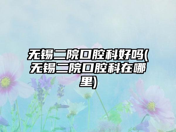 无锡二院口腔科好吗(无锡二院口腔科在哪里)