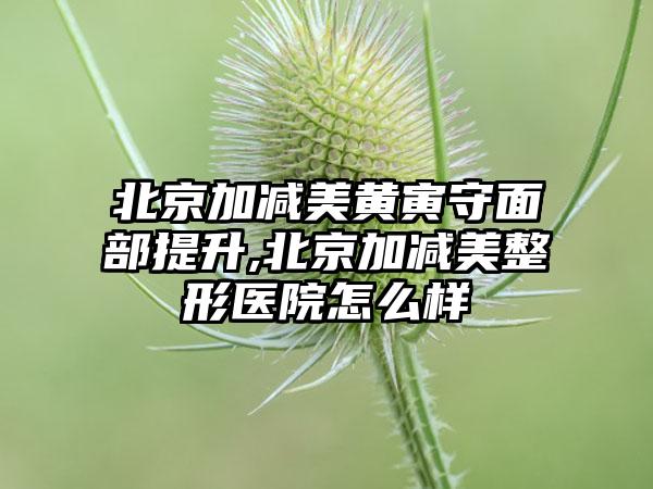 北京加减美黄寅守面部提升,北京加减美整形医院怎么样