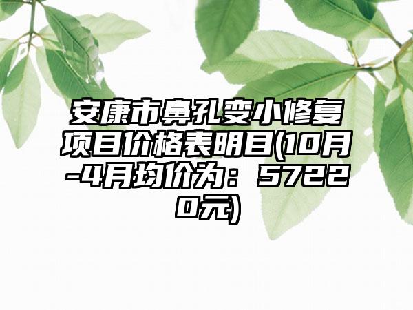 安康市鼻孔变小修复项目价格表明目(10月-4月均价为：57220元)