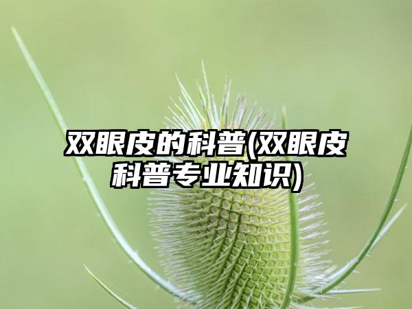 双眼皮的科普(双眼皮科普正规知识)