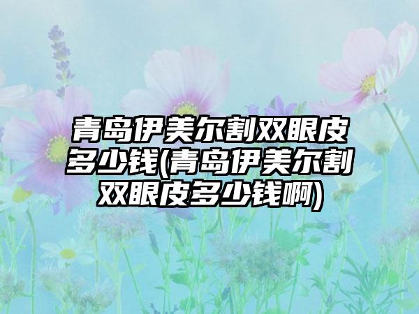 青岛伊美尔割双眼皮多少钱(青岛伊美尔割双眼皮多少钱啊)