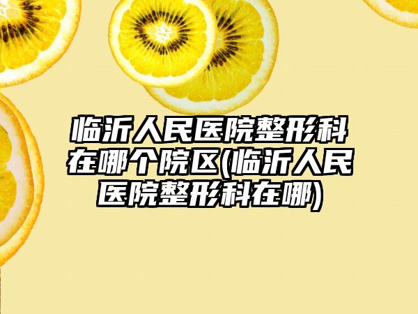 临沂人民医院整形科在哪个院区(临沂人民医院整形科在哪)