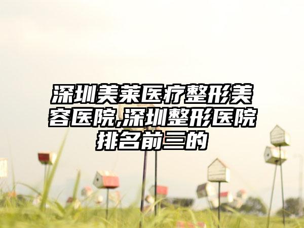 深圳美莱医疗整形美容医院,深圳整形医院排名前三的