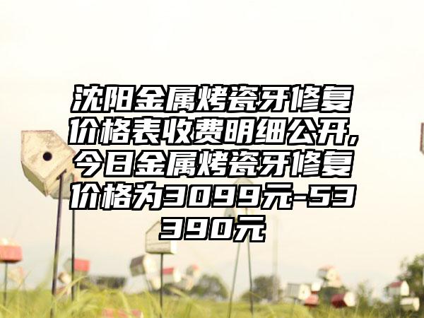 沈阳金属烤瓷牙修复价格表收费明细公开,今日金属烤瓷牙修复价格为3099元-53390元