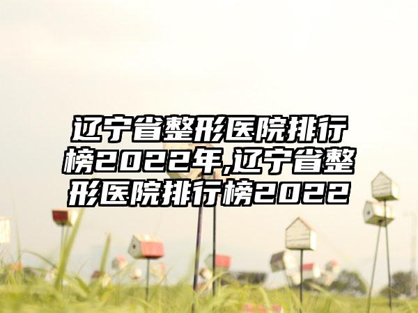 辽宁省整形医院排行榜2022年,辽宁省整形医院排行榜2022