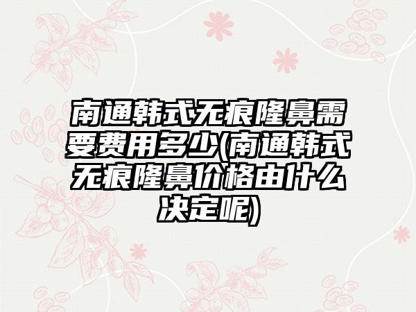 南通韩式无痕隆鼻需要费用多少(南通韩式无痕隆鼻价格由什么决定呢)