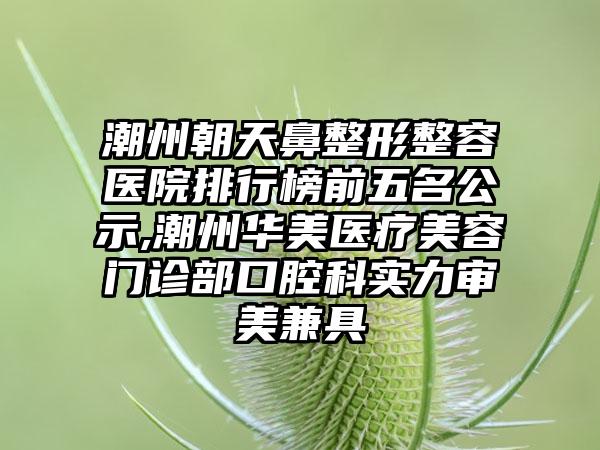 潮州朝天鼻整形整容医院排行榜前五名公示,潮州华美医疗美容门诊部口腔科实力审美兼具