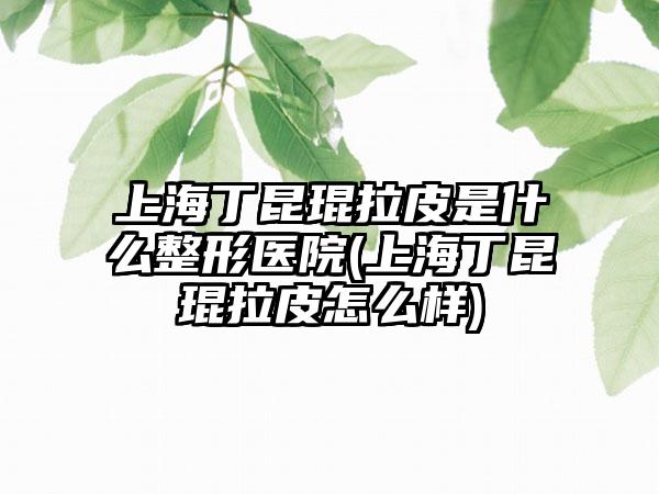 上海丁昆琨拉皮是什么整形医院(上海丁昆琨拉皮怎么样)