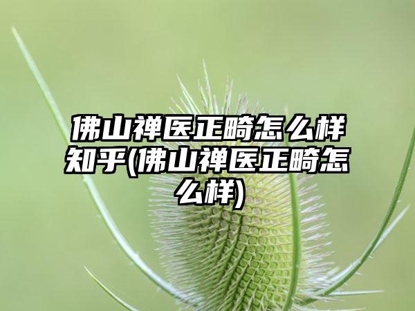 佛山禅医正畸怎么样知乎(佛山禅医正畸怎么样)