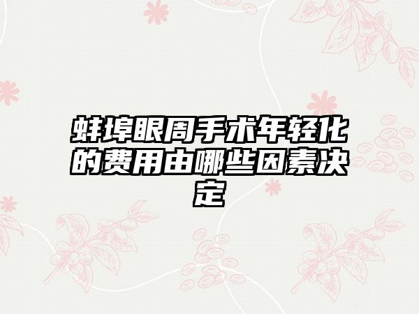 蚌埠眼周手术年轻化的费用由哪些因素决定