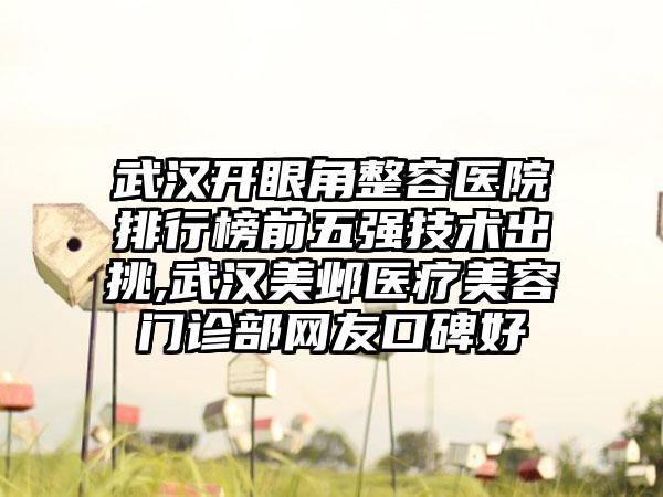 武汉开眼角整容医院排行榜前五强技术出挑,武汉美邺医疗美容门诊部网友口碑好