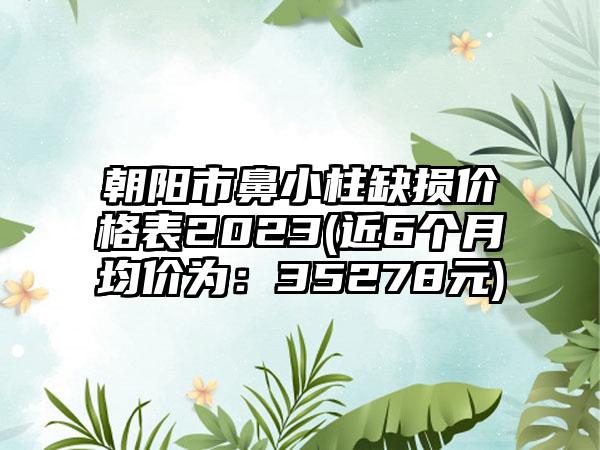 朝阳市鼻小柱缺损价格表2023(近6个月均价为：35278元)