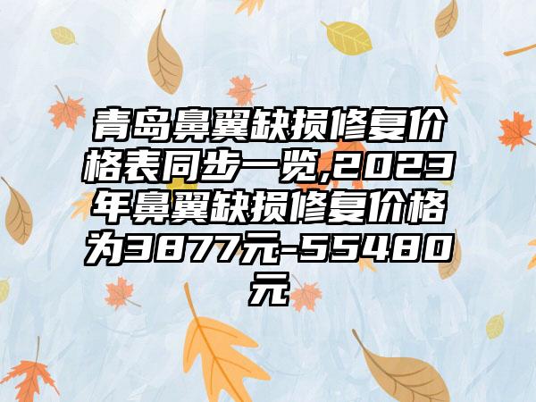 青岛鼻翼缺损修复价格表同步一览,2023年鼻翼缺损修复价格为3877元-55480元