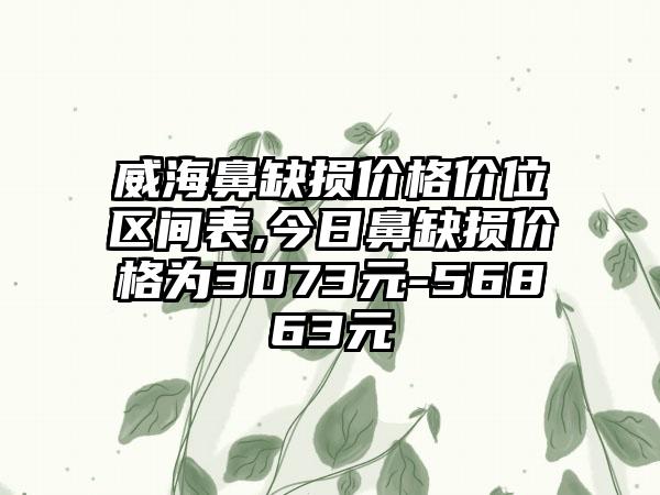 威海鼻缺损价格价位区间表,今日鼻缺损价格为3073元-56863元