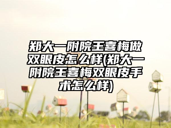 郑大一附院王喜梅做双眼皮怎么样(郑大一附院王喜梅双眼皮手术怎么样)