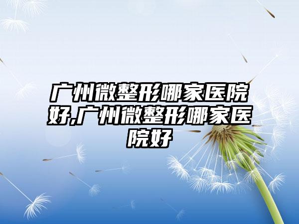 广州微整形哪家医院好,广州微整形哪家医院好