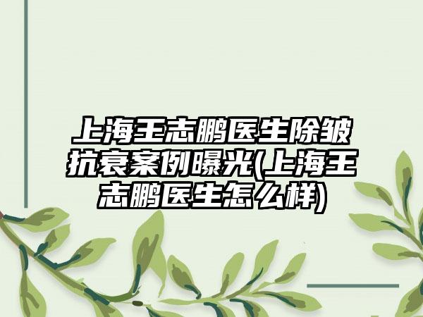 上海王志鹏医生除皱抗衰实例曝光(上海王志鹏医生怎么样)