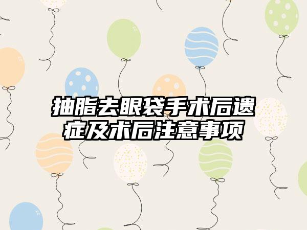 抽脂去眼袋手术后遗症及术后注意事项