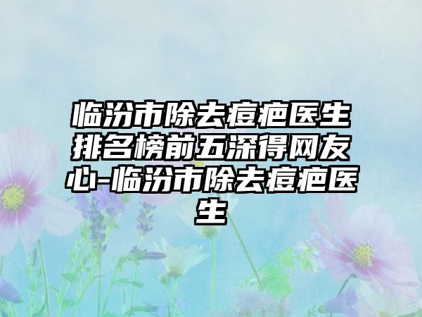 临汾市除去痘疤医生排名榜前五深得网友心-临汾市除去痘疤医生