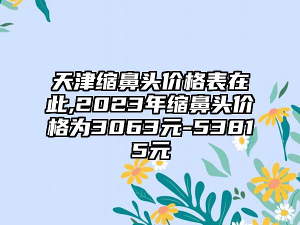 天津缩鼻头价格表在此,2023年缩鼻头价格为3063元-53815元