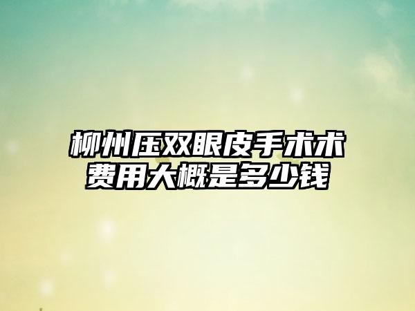 柳州压双眼皮手术术费用大概是多少钱