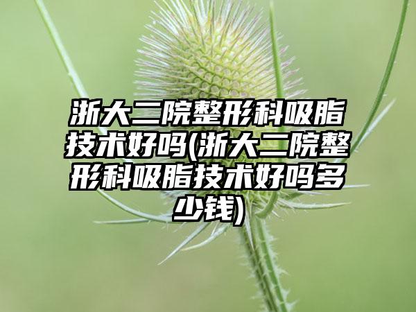 浙大二院整形科吸脂技术好吗(浙大二院整形科吸脂技术好吗多少钱)