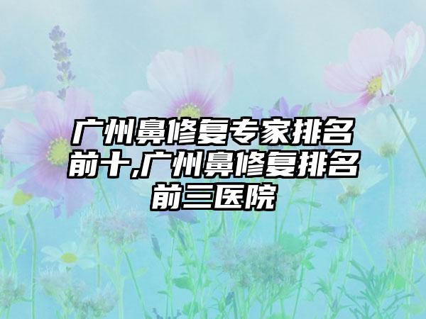 广州鼻修复骨干医生排名前十,广州鼻修复排名前三医院