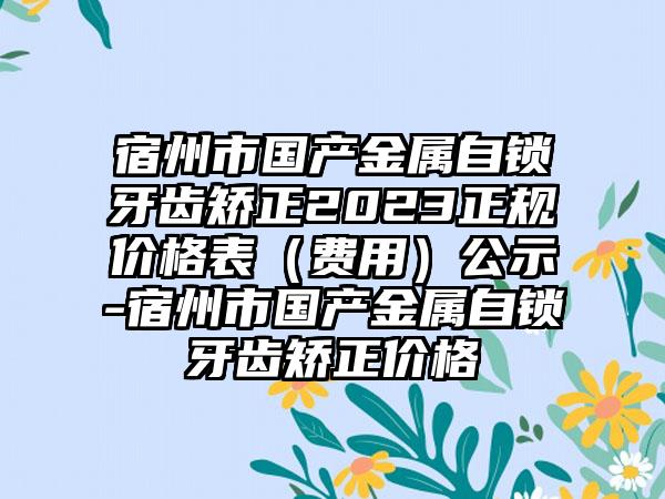 宿州市国产金属自锁牙齿矫正2023正规价格表（费用）公示-宿州市国产金属自锁牙齿矫正价格