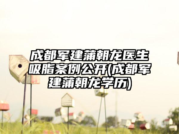 成都军建蒲朝龙医生吸脂实例公开(成都军建蒲朝龙学历)