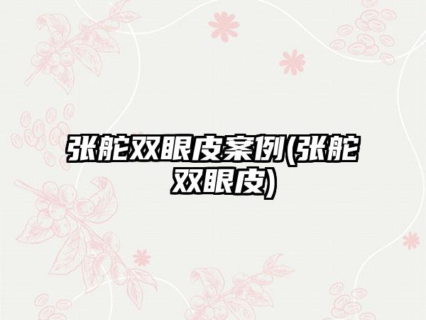 张舵双眼皮实例(张舵 双眼皮)