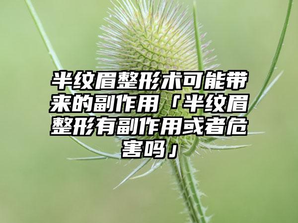 半纹眉整形术可能带来的副作用「半纹眉整形有副作用或者危害吗」