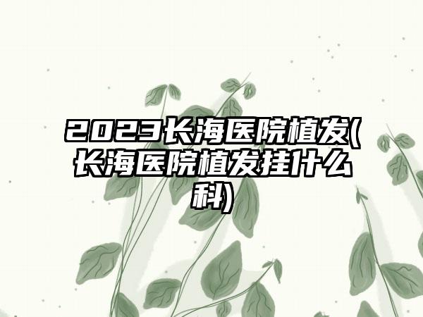 2023长海医院植发(长海医院植发挂什么科)