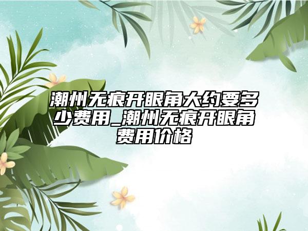 潮州无痕开眼角大约要多少费用_潮州无痕开眼角费用价格