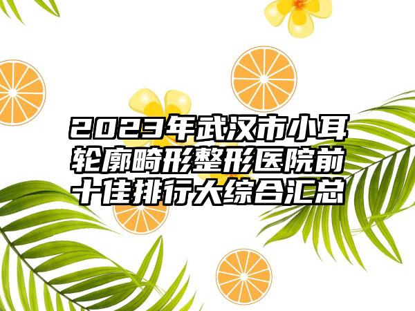 2023年武汉市小耳轮廓畸形整形医院前十佳排行大综合汇总