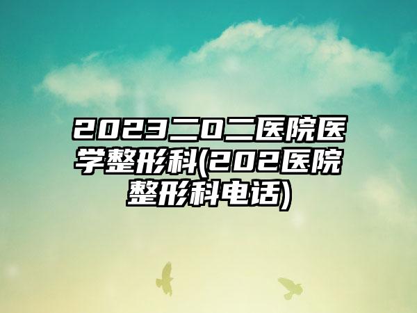 2023二O二医院医学整形科(202医院整形科电话)