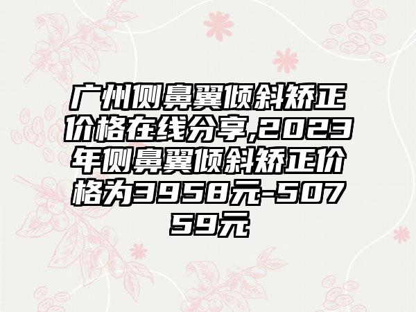 广州侧鼻翼倾斜矫正价格在线分享,2023年侧鼻翼倾斜矫正价格为3958元-50759元