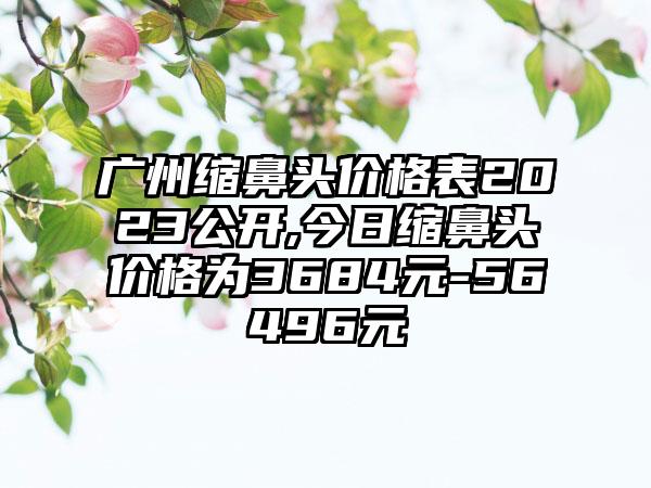 广州缩鼻头价格表2023公开,今日缩鼻头价格为3684元-56496元